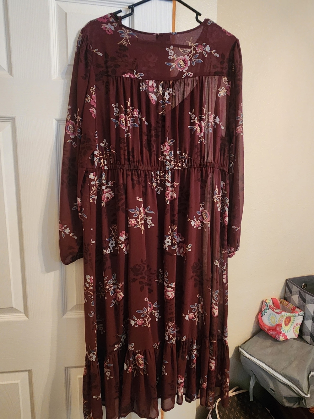 Torrid Burgundy Floral Dress 2 - Picture 2 of 4